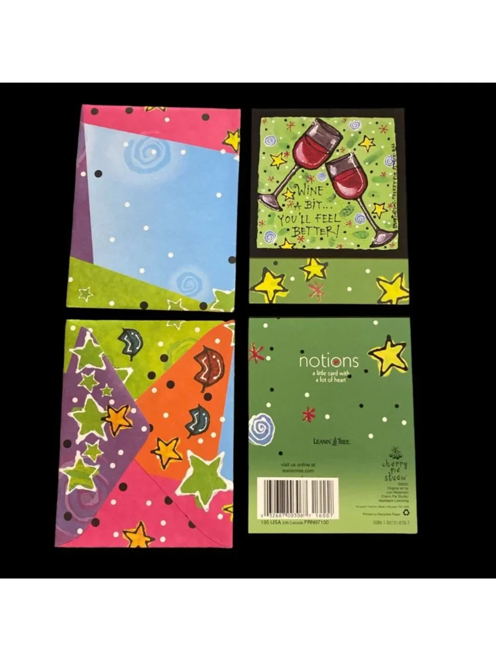 Variety FIVE PACK Leanin' Tree Unused VTG Notecards Birthday Friendship Funny